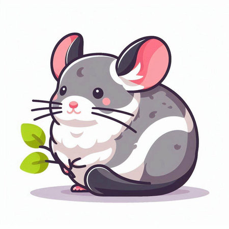 Vector illustration of a cute gray mouse isolated on a white background.のイラスト素材