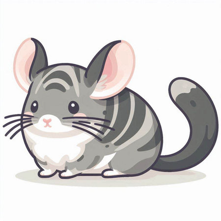 Illustration of a Cute Little Chinchilla in Cartoon Styleのイラスト素材