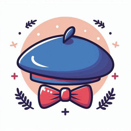 Illustration of a cute cartoon hat with bow tie, vector illustrationのイラスト素材
