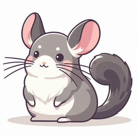 Cute little chinchilla isolated on white background. Vector illustration.のイラスト素材