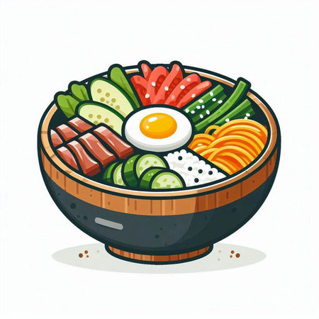 Bibimbap, japanese food. Vector illustration.のイラスト素材