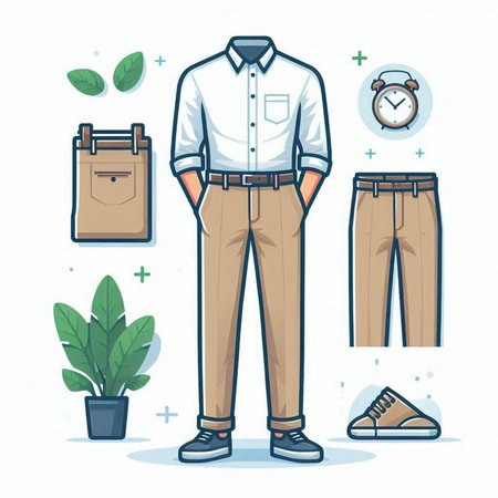 Men's clothing. Vector illustration of a man in casual clothes.のイラスト素材