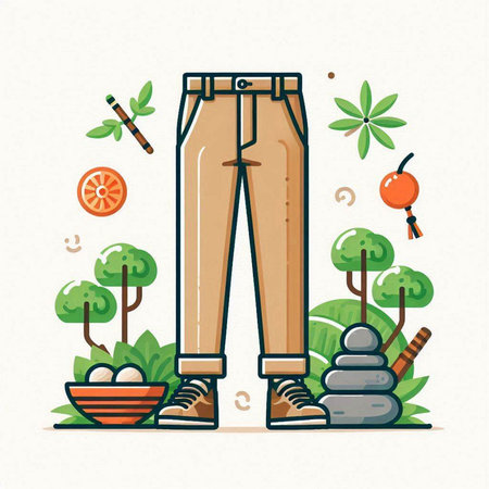 Vector illustration of a man in jeans and t-shirt standing in the park. Cartoon style.のイラスト素材