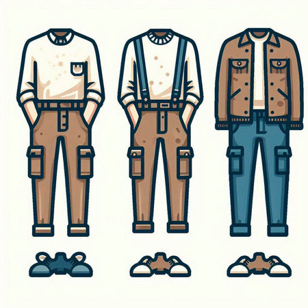 Men's clothing set. Vector illustration in doodle style.のイラスト素材
