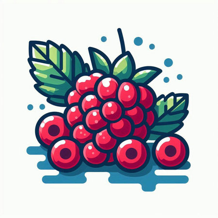Raspberry icon. Vector illustration of berry on white background.のイラスト素材