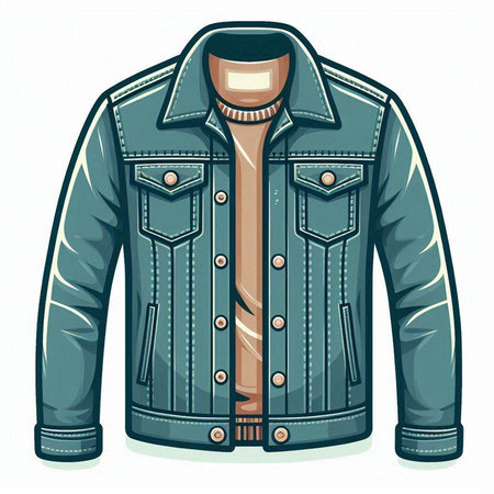 Denim jacket isolated on white background. Vector illustration in cartoon style.のイラスト素材