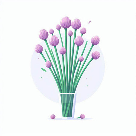 Bouquet of purple flowers in a vase. Vector illustrationのイラスト素材