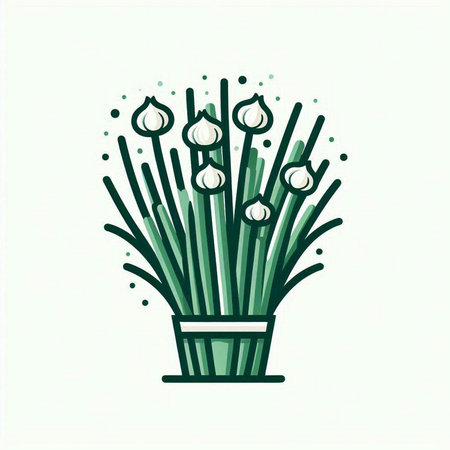 Vector illustration of a bouquet of spring onions in a vase.のイラスト素材