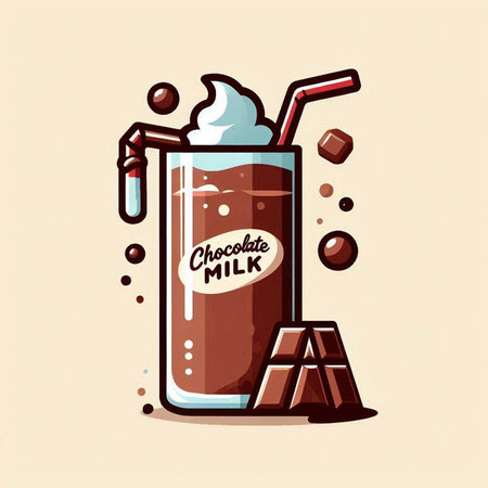 Coffee cup with ice cubes and chocolate bar. Vector illustration.のイラスト素材