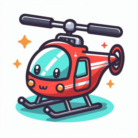Cartoon helicopter on white background. Vector illustration of toy helicopter.のイラスト素材