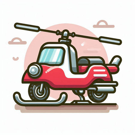 Vector illustration of a red scooter on a white background. Flat style.のイラスト素材