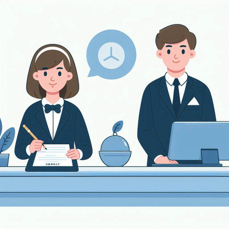 Man and woman working at the office. Flat design vector illustration.のイラスト素材