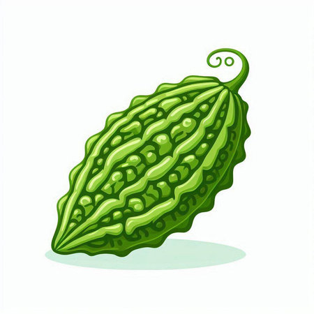 Bitter melon isolated on a white background. Vector illustration.のイラスト素材