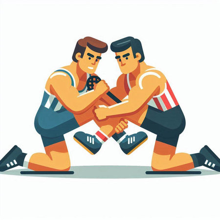 Two football players fighting for ball. Vector illustration in cartoon style.のイラスト素材
