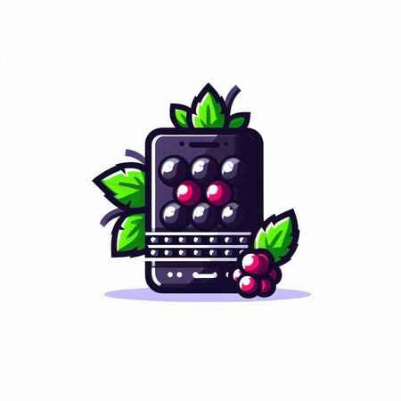 Smartphone with berries on the screen. Vector illustration in cartoon style.のイラスト素材