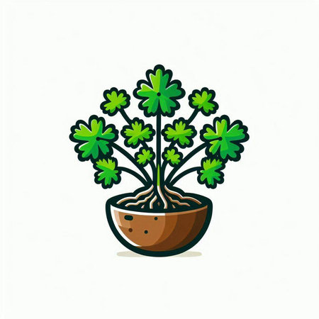 Illustration of a plant in a pot on a white background.のイラスト素材