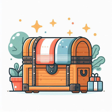 Treasure chest in flat style. Vector illustration for your design.のイラスト素材