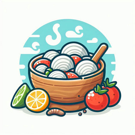 Illustration of a bowl full of fresh strawberries and lemons.のイラスト素材