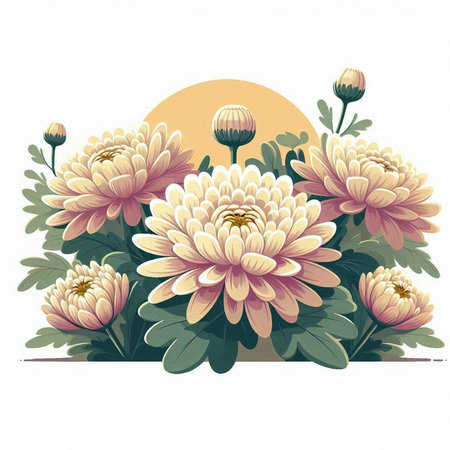 Vintage floral background with chrysanthemums. Vector illustration.のイラスト素材