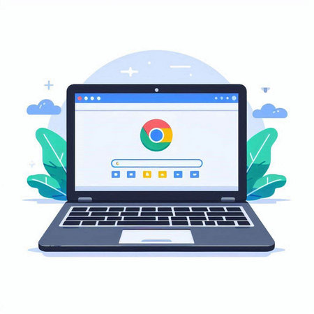Laptop with web browser window. Vector illustration in flat style.のイラスト素材