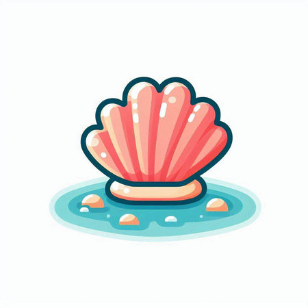 Sea shell icon. Vector illustration in cartoon style on white background.のイラスト素材