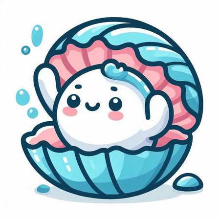 Cute cartoon seashell character. Vector illustration isolated on white background.のイラスト素材