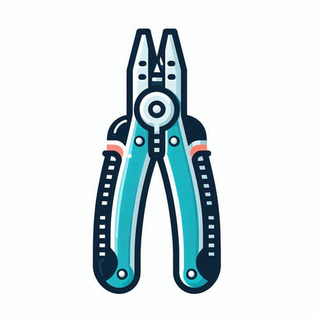 Blue pliers on a white background. Isolated vector illustration.のイラスト素材