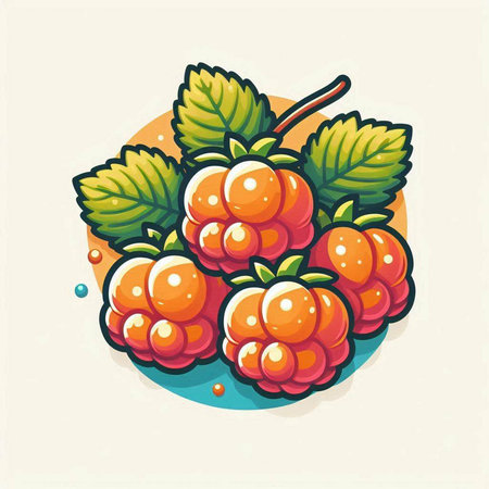 Illustration of ripe raspberry on a white background, vector illustration.のイラスト素材