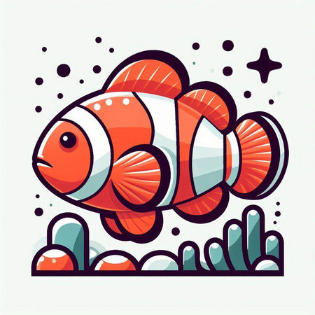 Cartoon clownfish. Vector illustration of anemone fish.のイラスト素材