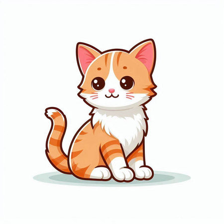 Cute cartoon cat. Vector illustration isolated on a white background.のイラスト素材