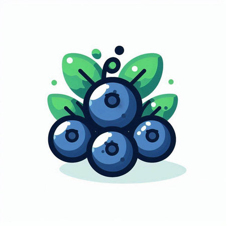Blueberry fruit icon. Vector illustration in cartoon style. Isolated on white background.のイラスト素材