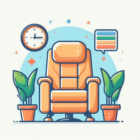 Sofa flat line icon. Vector illustration for web and mobile design.のイラスト素材
