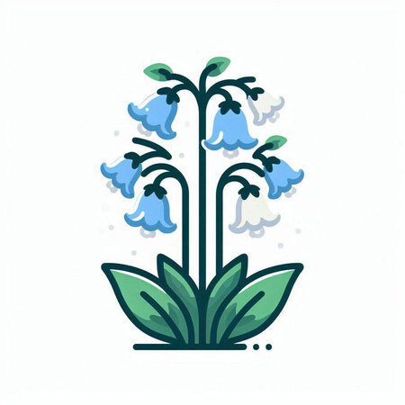 Bluebell flower icon on white background. Flat style vector illustration.のイラスト素材