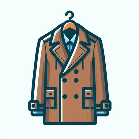 Vector illustration of a brown coat on a hanger isolated on white backgroundのイラスト素材