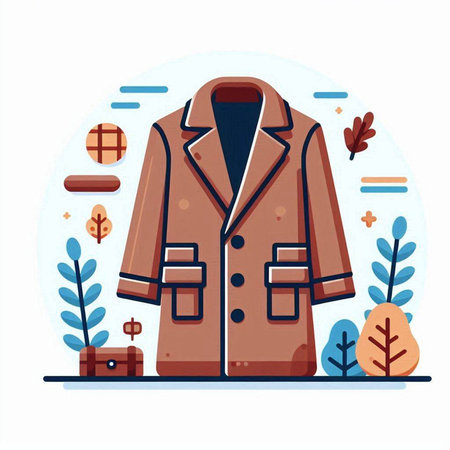 Autumn coat in flat style. Winter clothes. Vector illustration.のイラスト素材