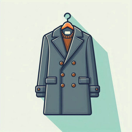 Men's coat on a hanger in retro style, vector illustrationのイラスト素材