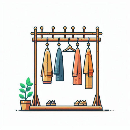 Clothes hanging on a hanger. Vector illustration on white background.のイラスト素材