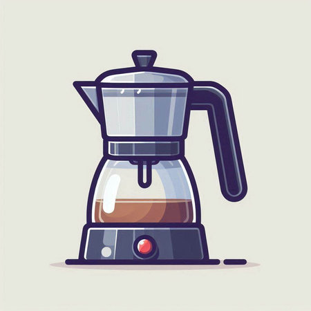 Coffee maker. Vector illustration in flat style. Isolated on white background.のイラスト素材