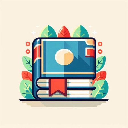 Book with bookmark and leaves. Education concept. Flat vector illustration.のイラスト素材