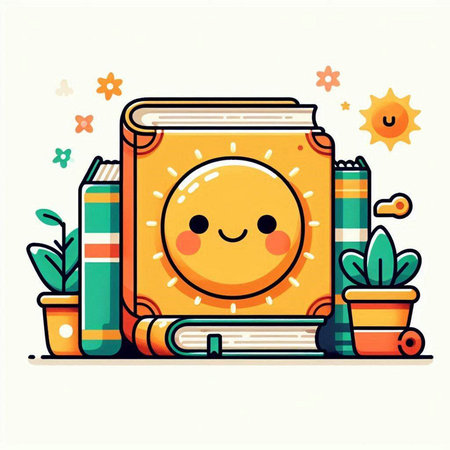 Cute kawaii book with smiling face. Vector illustration.のイラスト素材