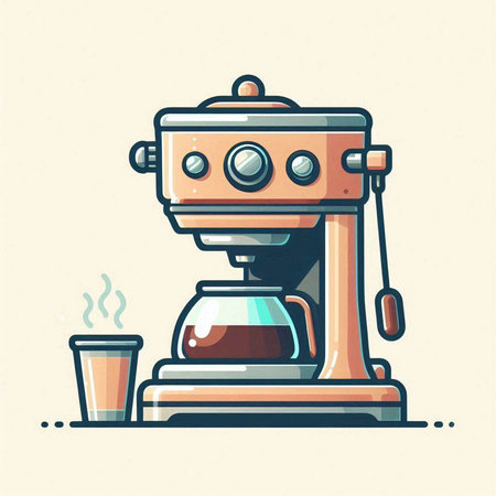 Coffee machine, vector illustration in flat style. Coffee concept.のイラスト素材
