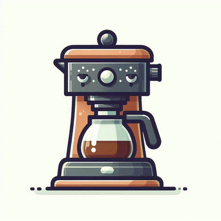 Coffee maker icon. Vector illustration in flat cartoon style.のイラスト素材
