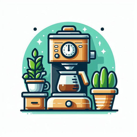 Coffee machine icon. Vector illustration of coffee maker in flat style.のイラスト素材