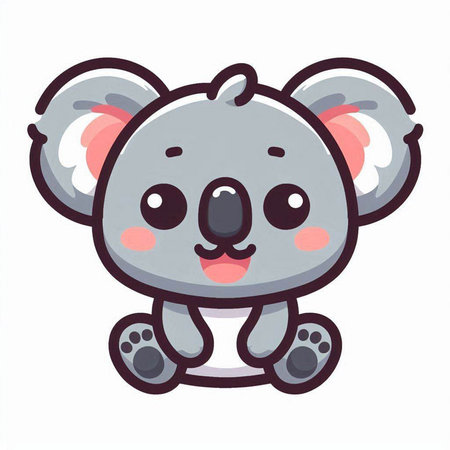 Cute cartoon koala. Vector illustration isolated on white background.のイラスト素材