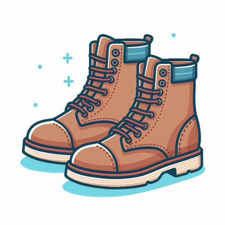 Hiking boots isolated on white background. Vector illustration in cartoon style.のイラスト素材
