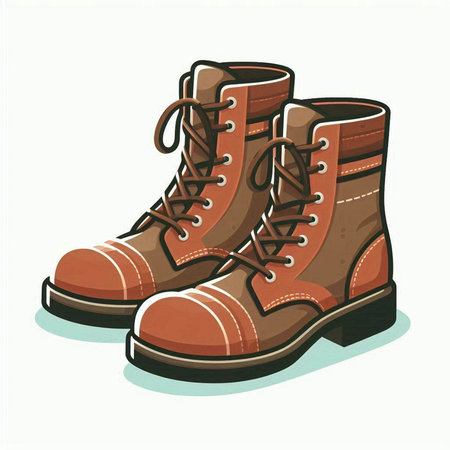 Illustration of a pair of boots isolated on a white background.のイラスト素材