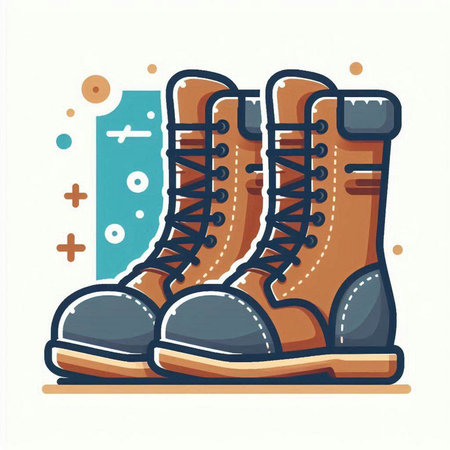 Vector illustration of hiking boots. Outline icon of hiking boots.のイラスト素材