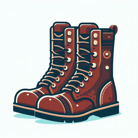 Hiking boots. Vector illustration. Isolated on white background.のイラスト素材