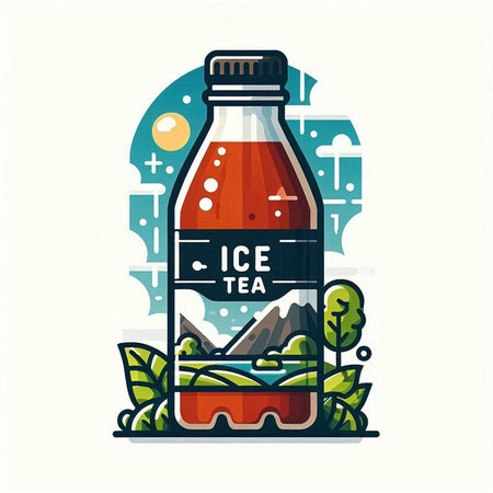 Illustration of a bottle of cola in flat design style.のイラスト素材