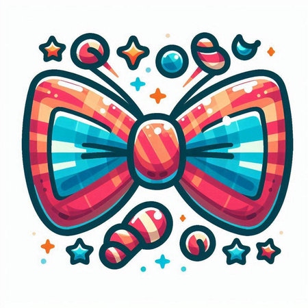 Vector illustration of a bow tie with stars on a white background.のイラスト素材